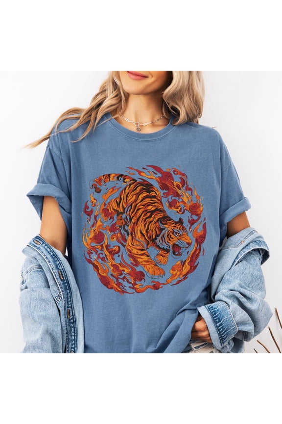 Fiery Tiger Graphic T-Shirt: Unisex Wild Animal Tee All Size S-5XL