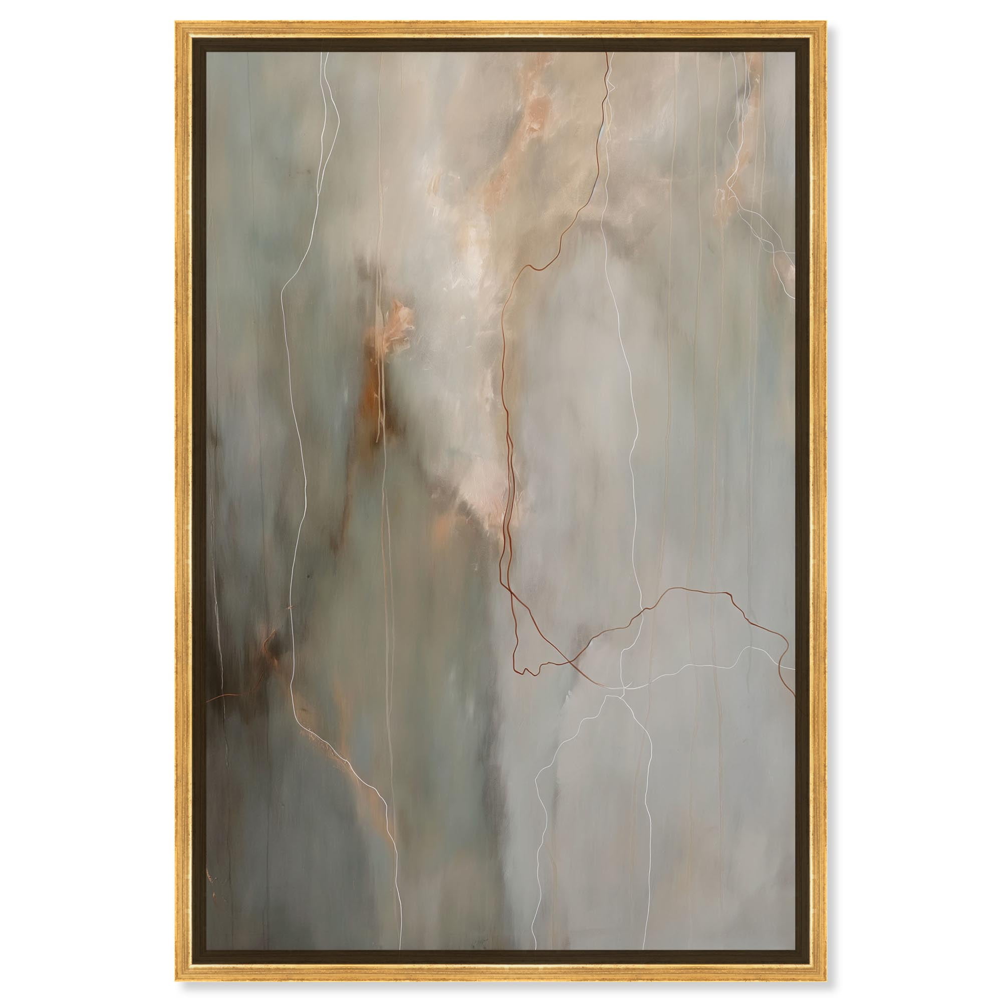Fiery Traces Gold-Framed Abstract Canvas Art, 16" x 11"