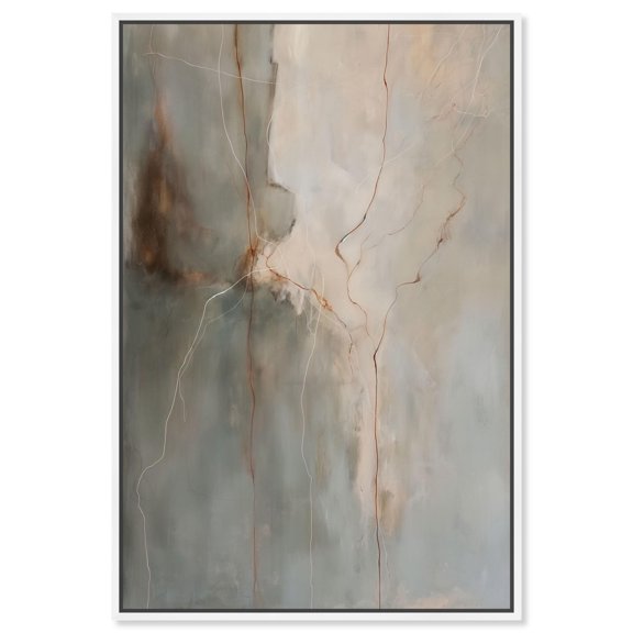 Fiery Traces II Canvas Minimalist Abstract by Art Remedy, White Frame, 16" x 24"