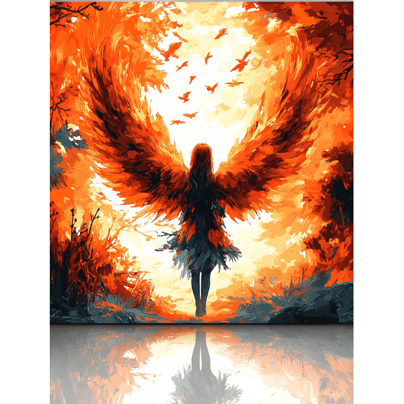 Fiery Wings Angel Canvas Painting Suitable for Living Room Bedroom Office Gallery Wall and Apartment Decor