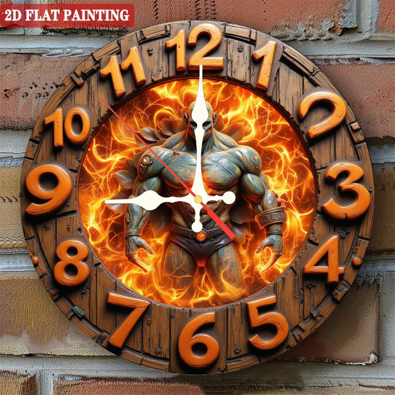 Fiery warrior clock, bold energy to command attention. 12-inch (30cm ...
