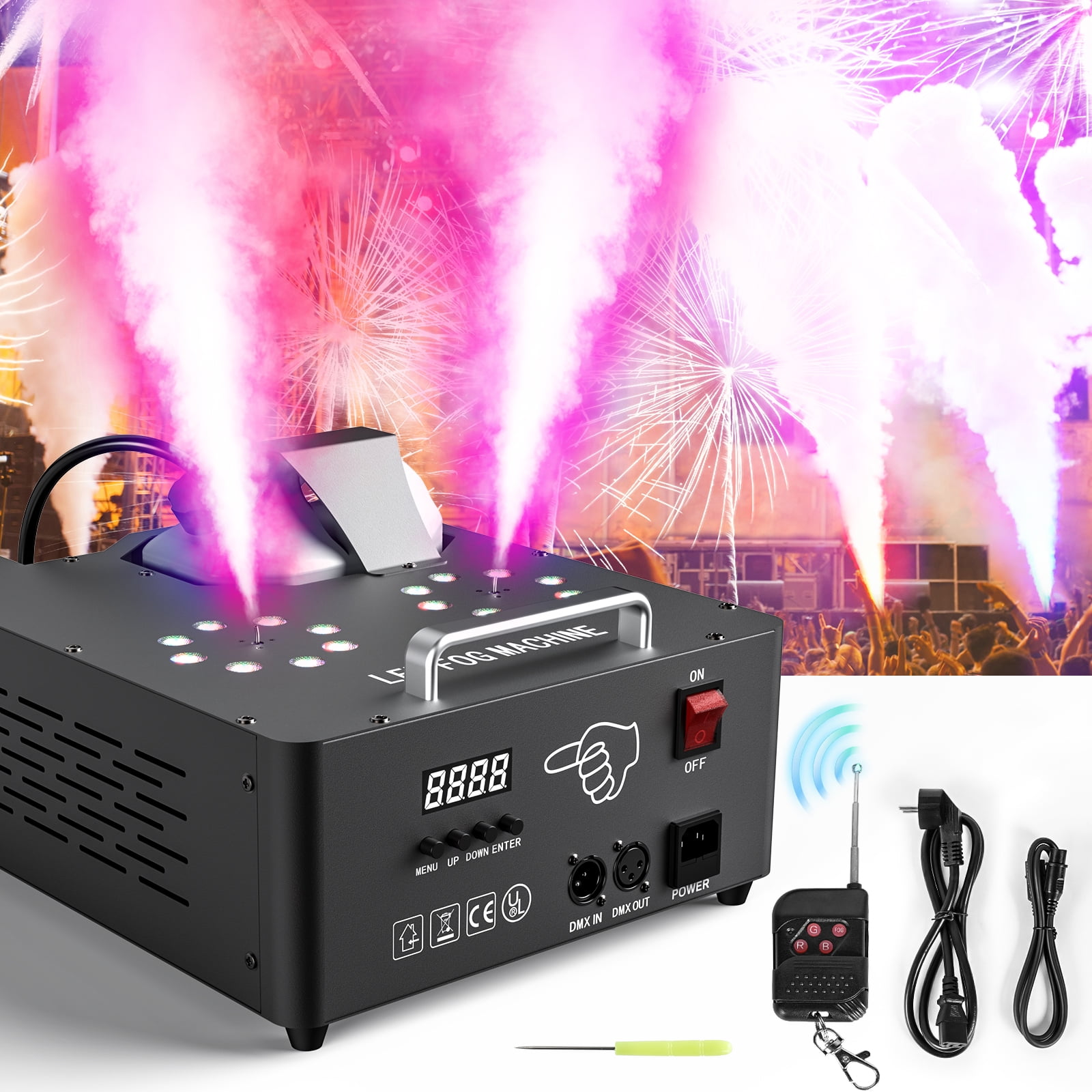 Fieryzeal 2000W Double-tube Adjustable Fog Machine DMX512