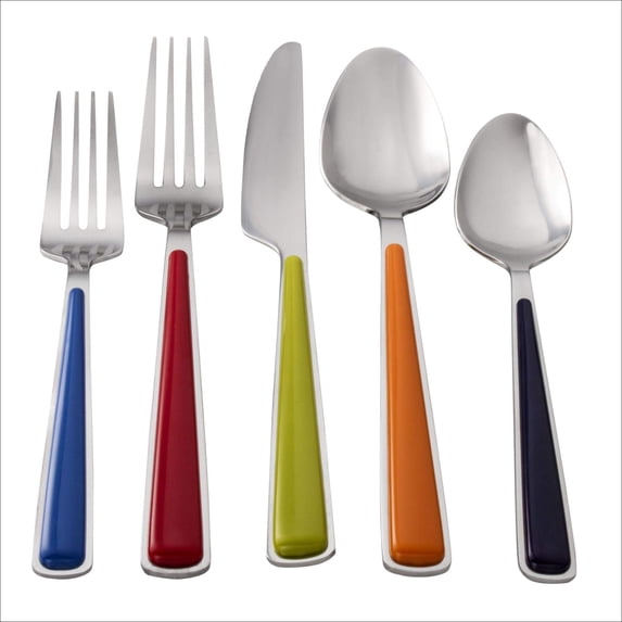 Fiesta 20-Piece Merengue Flatware Silverware Set, Service for 4, Stainless Steel/ABS, Includes Forks/Knives/Spoons, Multi