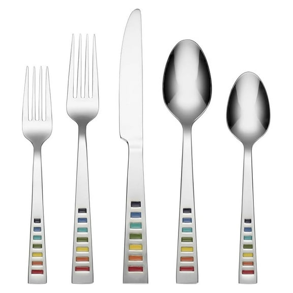 Fiesta - 641020R Fiesta Celebration 20-Piece Flatware Silverware Set, Service for 4, Stainless Steel, Includes Forks/Knife/Spoons