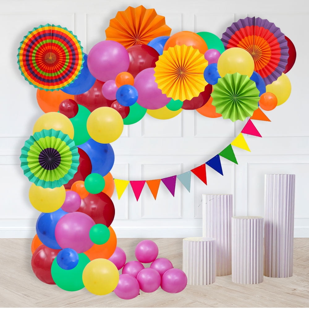 Qwaerplpn Decorative Fiesta Party Decoration Kits, Latex balloon Multicolor