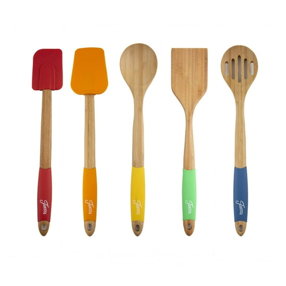 Fiesta Bamboo 5 Piece Silicone Utensil Set