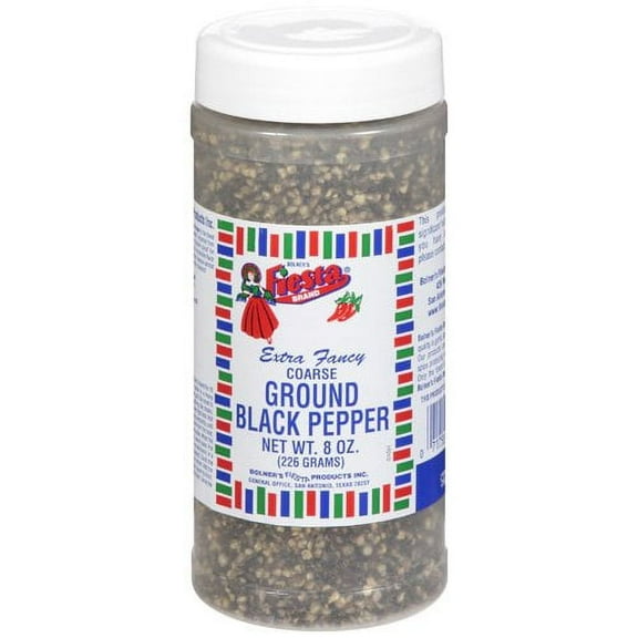 Fiesta Brand Ground Black Pepper (Coarse), 8 oz Jar