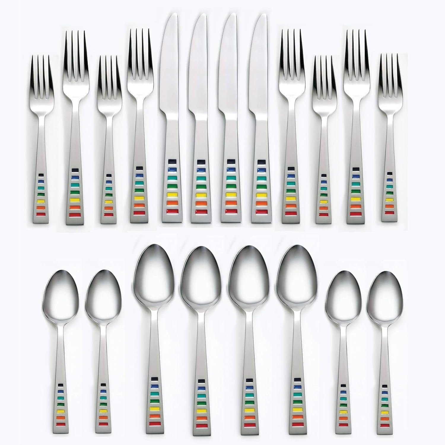 Multicolor Epoxy Inlay Stainless Steel 20-Piece Flatware Set