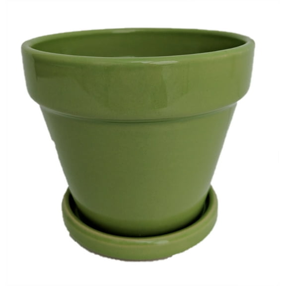 Fiesta Ceramic Pot/Saucer - Apple Green - 4.5" x 4.3"