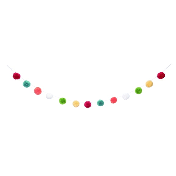 Transpac 70 in Spring Pom-Pom Garland Polyester Decorative Banner for Seasonal Celebrations