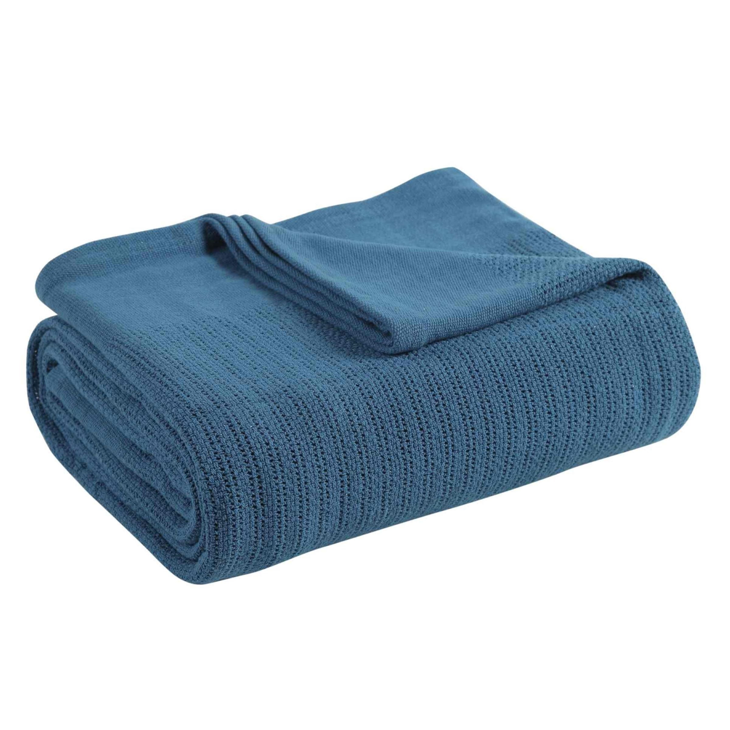 Slate Gray Classic Thermal Weave Cotton Twin Blanket