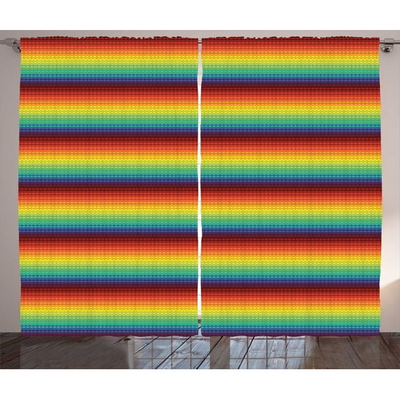 Ambesonne Fiesta Curtains 2 Panel Set, Colorful Rainbow Scale, 108" x 96", Multicolor