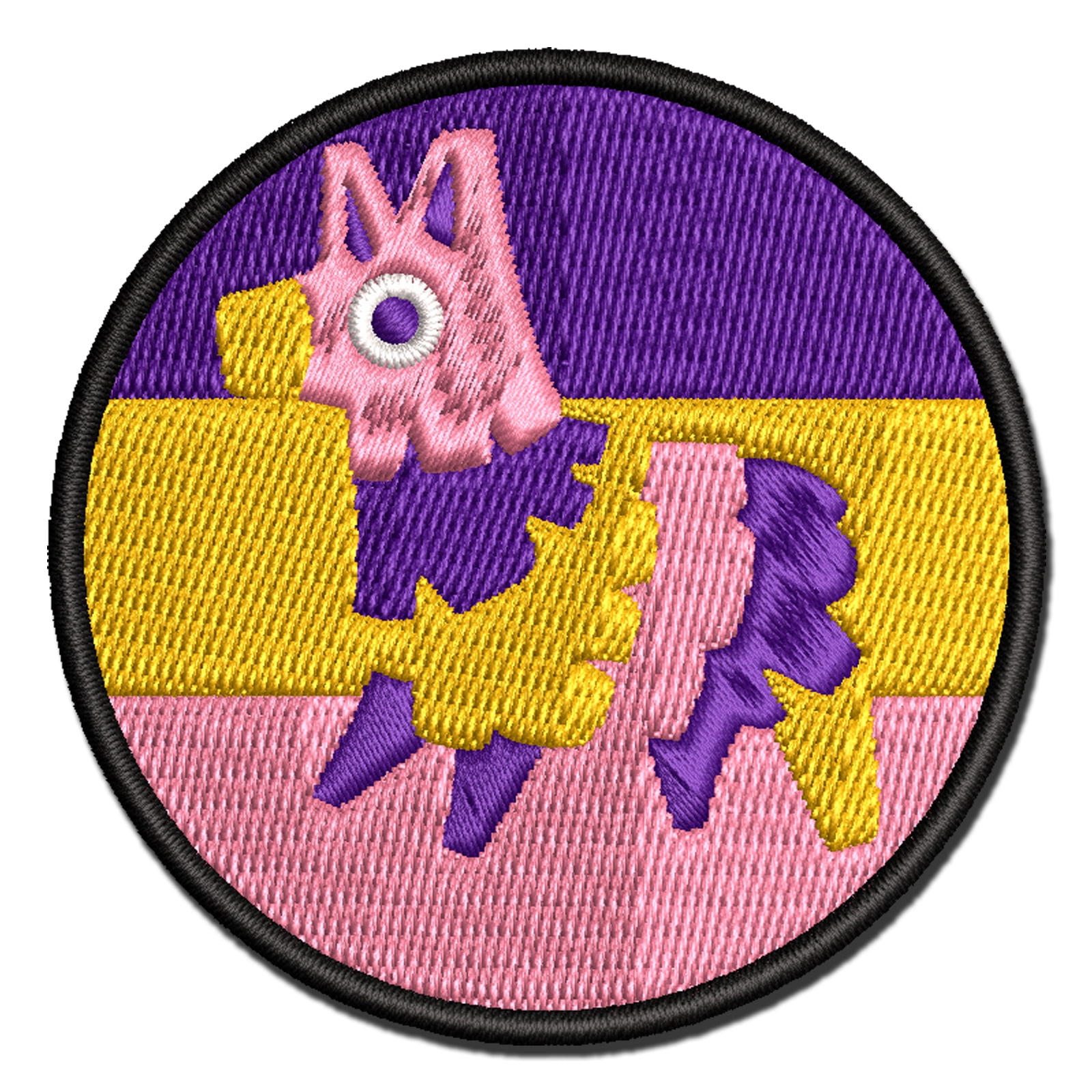 Fiesta Donkey Party Pinata Applique Multi-Color Embroidered Iron-On Patch - 3.5 Inch Large