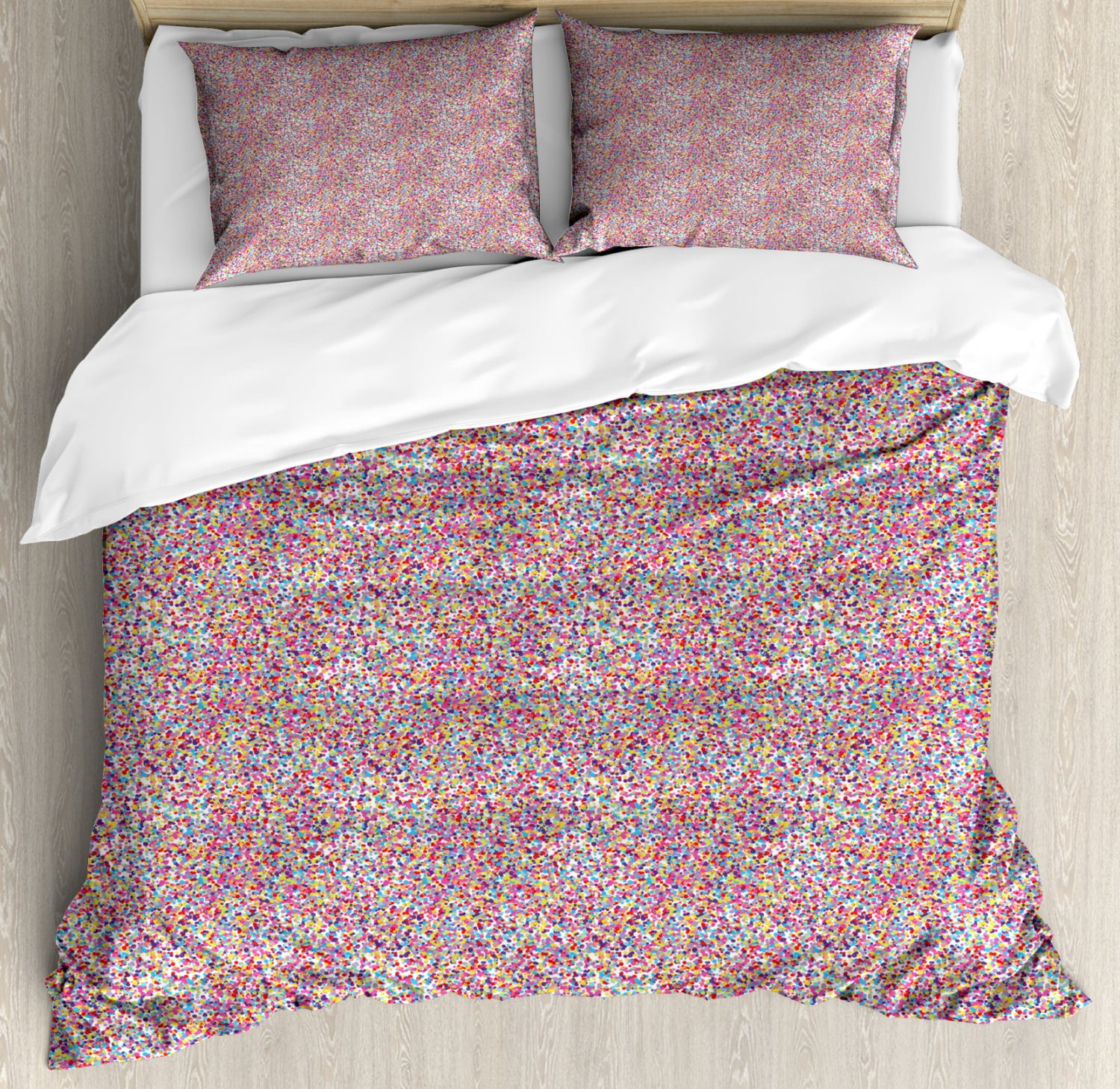 King Multicolor Microfiber Confetti Pattern Duvet Cover Set