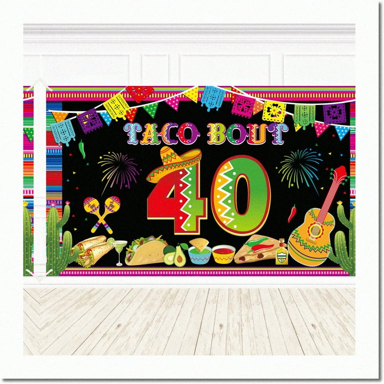 Fiesta Fiesta: 40th Birthday Fiesta Banner Backdrop - Vibrant Mexican Party Decorations for Men & Women! Celebrate 40 Years with a Fiesta Mexican Theme - Colorful Poster Background & Photo Booth Props - Walmart.com for 40th Birthday Signs Printable Free