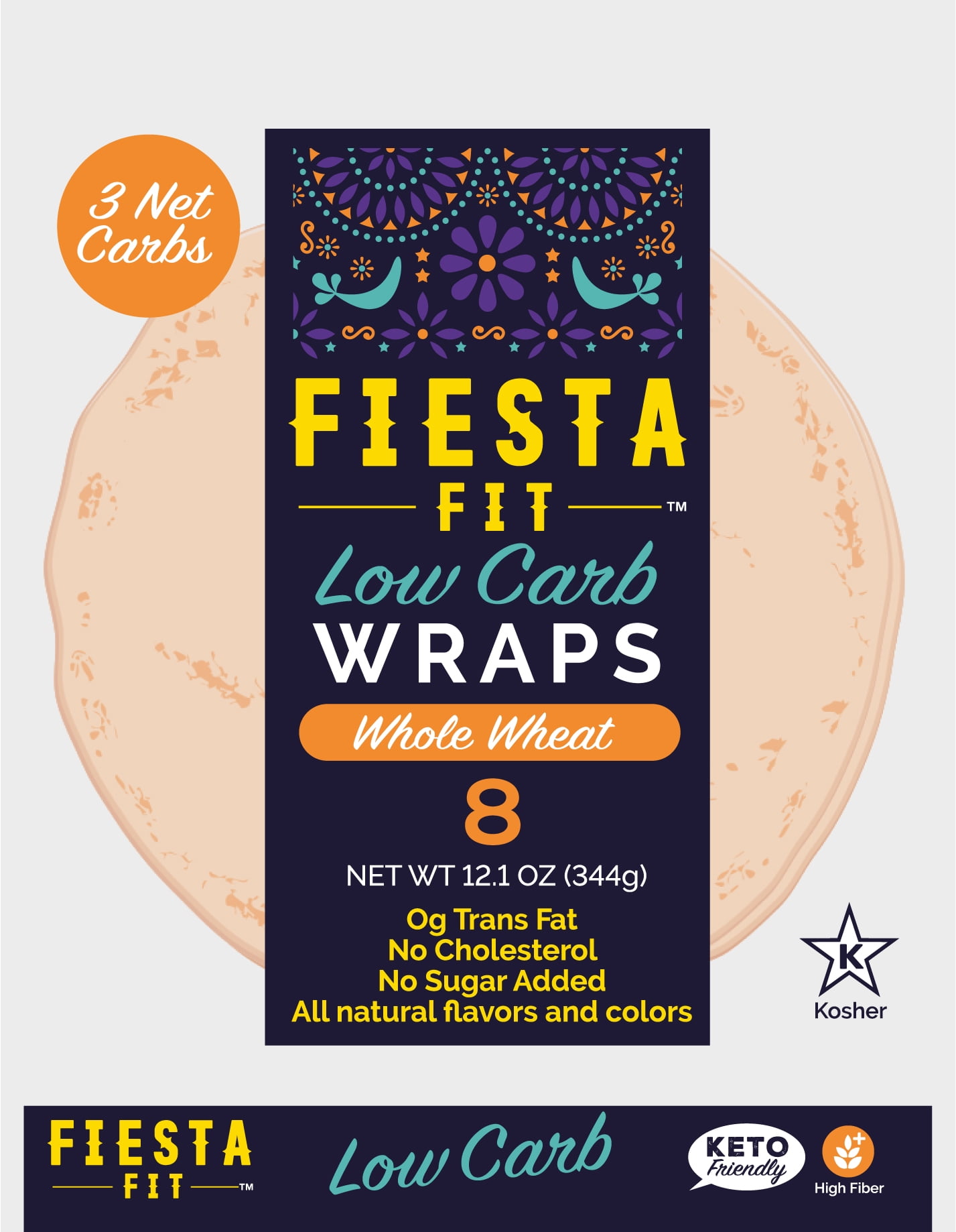 Fiesta Fit Low Carb Wraps Whole Wheat Flavor