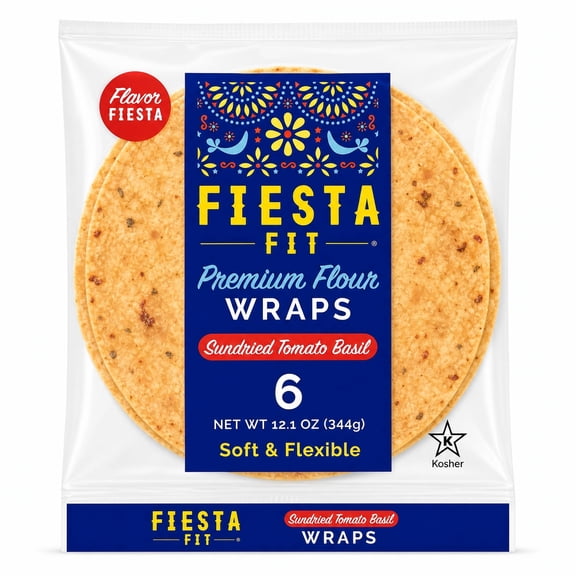 Fiesta Fit Sundried Tomato Basil Tortilla Wraps, 3 Pack