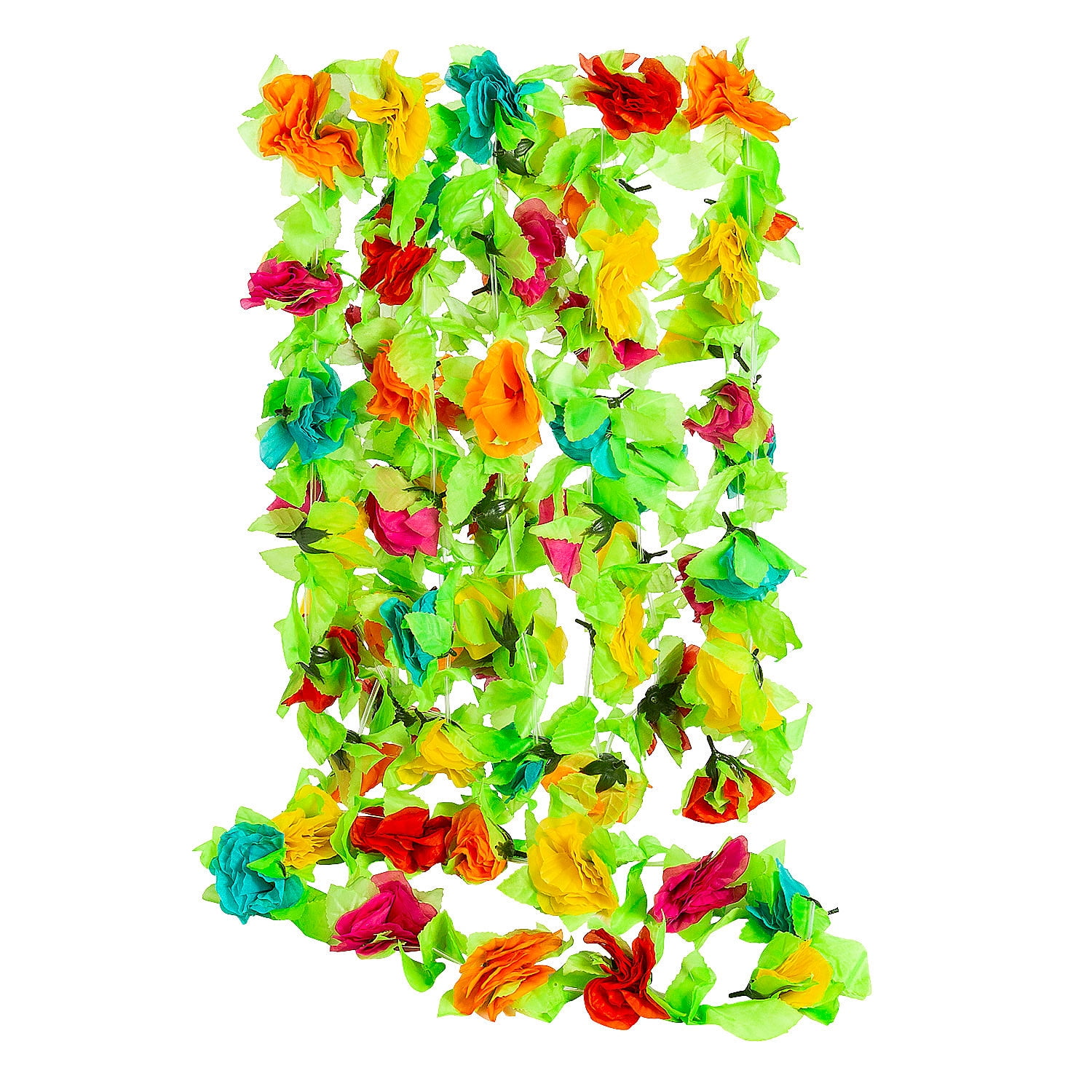 Vibrant Multicolor Polyester Flower Lei Set - 6 Pieces