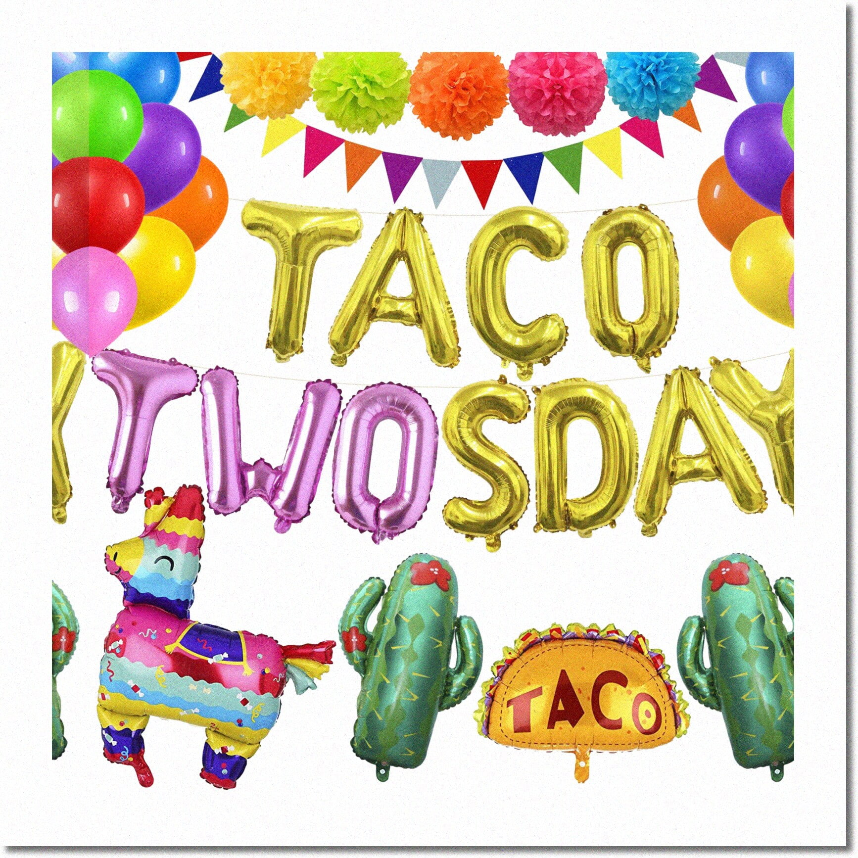 Fiesta Fun 2nd Birthday Party Pack Taco Twosday Decorations, Banner