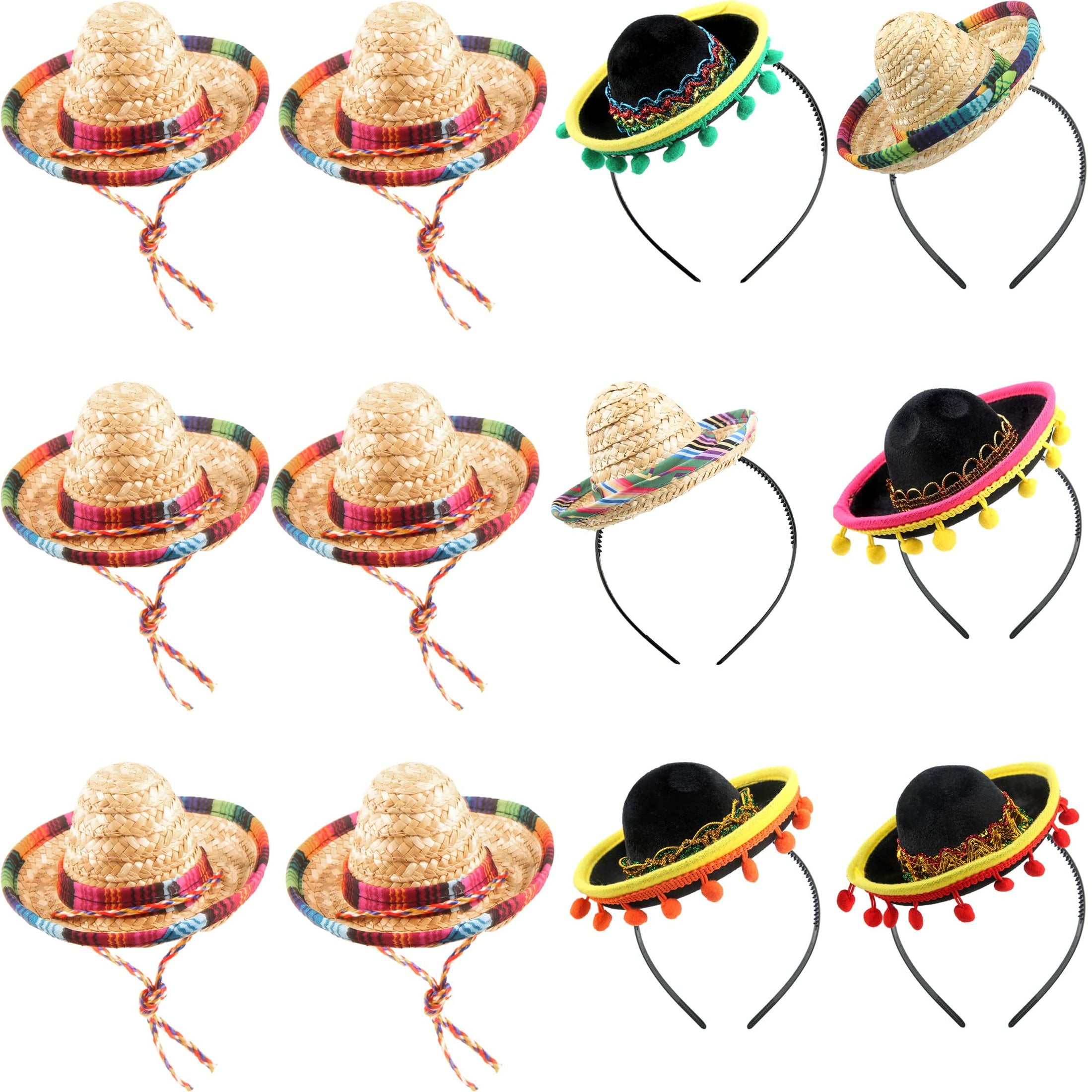 Fiesta Fun Mini Sombrero Headbands - Set of 12 Cinco De Mayo Party Hats ...