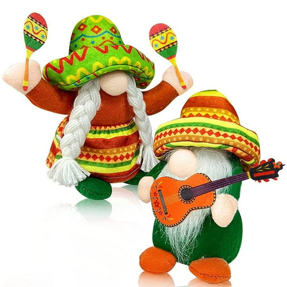 Fiesta Gnome Cinco de Mayo Faceless Doll Tomte for Mexican Taco Tuesday Summer Home Kitchen Tiered Tray Decorations