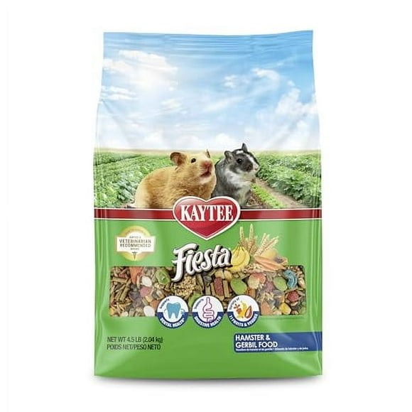 Fiesta Hamster & Gerbil Food, Nutritious And Fun Blend, Supports Dental Health And Digestion, 4.5 Pounds