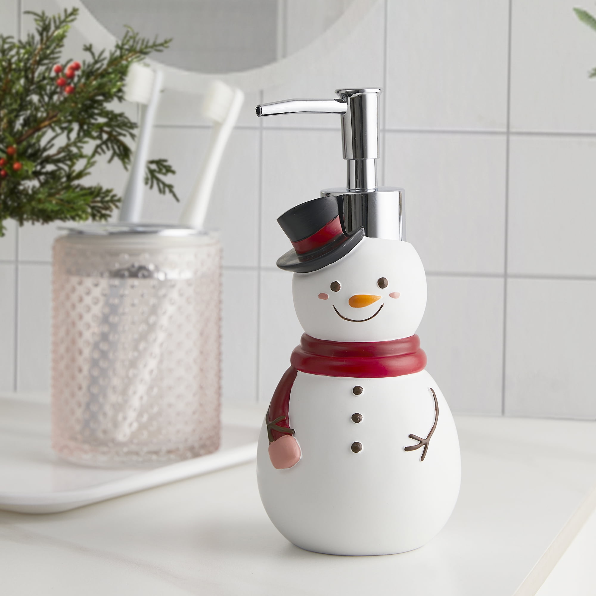 Fiesta Holiday Resin Snowman Soap Pump Dispenser