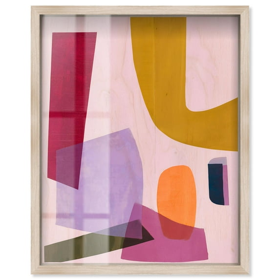 Fiesta Hues I Shadowbox Print Bright Wall Decor by Art Remedy, Blonde Frame, 36 x 45