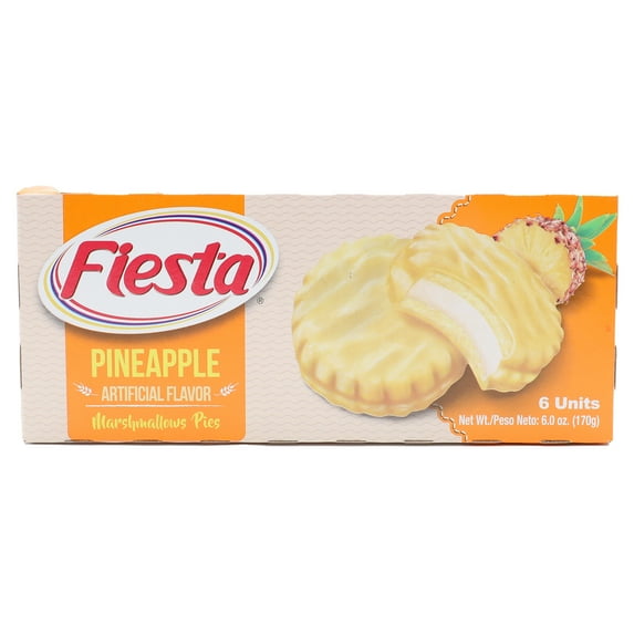 Fiesta Marshmallow Cookie Pie, Pineapple 6 Count, 120 Calories, 6 oz. Box