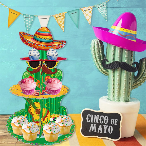 Fiesta Mexican Party Decorations,2Pcs Cupcake Stands for Mexican Fiesta Party,Cupcake Topper Taco Party Cupcake Holder