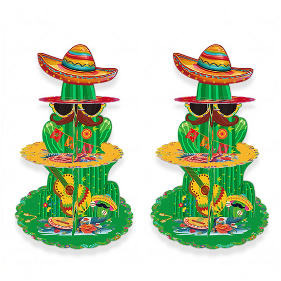Fiesta Mexican Party Decorations,2Pcs Cupcake Stands for Party,Cupcake Topper Taco Holder