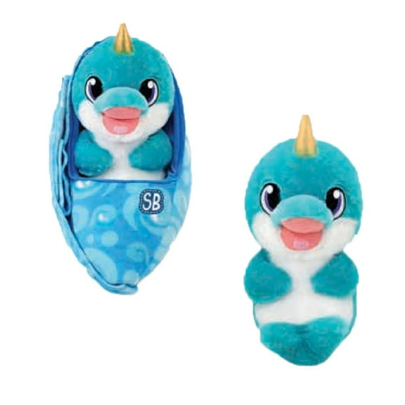 Fiesta Narwhal Swaddle Baby Stuffed Animal Set, Ages 3+, Blue, 2 Pack