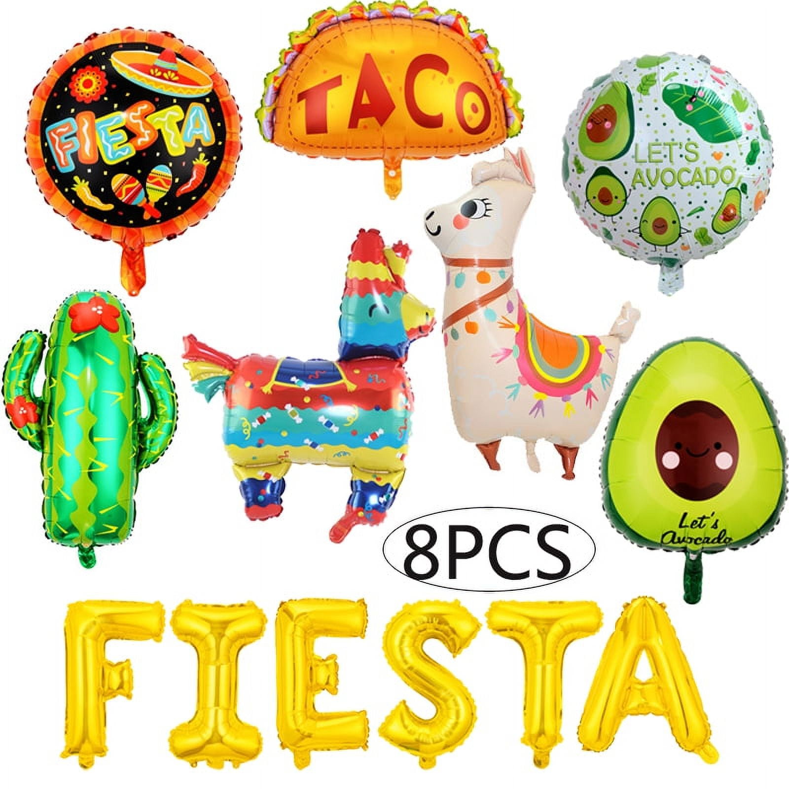 7PCS Fiesta Party Decorations, Cinco de Mayo Mexican Theme Party Supplies  Cactus Llama Balloons for Taco Tuesday Birthday Luau Party Supplies 