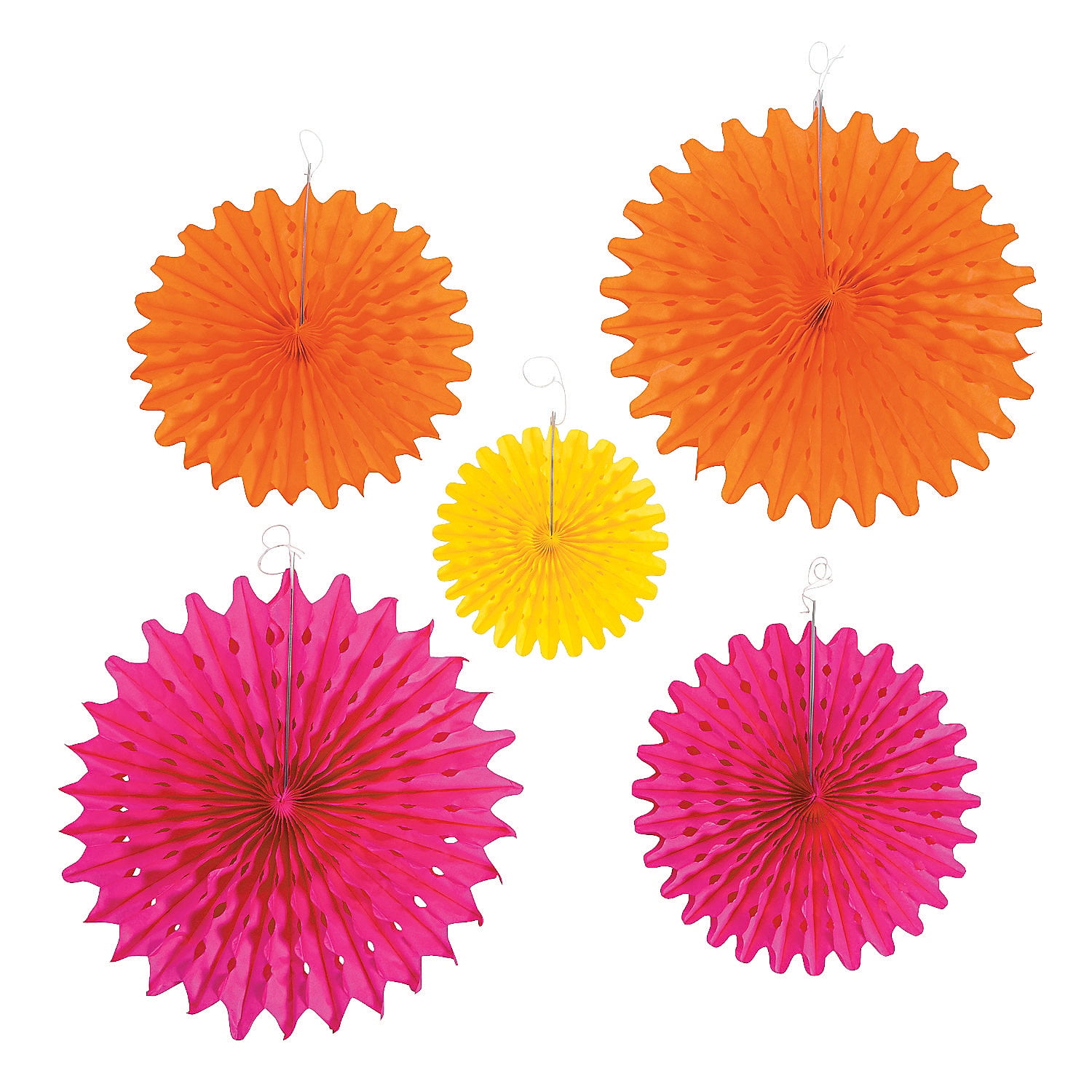 Assorted Color Fiesta Party Tissue Paper Fans Set