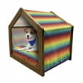 thumbnail image 1 of Fiesta Pet House, Mexican Inspired Colorful Chevron Zigzags 3 Dimensional Pattern Tribal Culture, Outdoor & Indoor Portable Dog Kennel with Pillow and Cover, 5 Sizes, Multicolor, by Ambesonne, 1 of 5