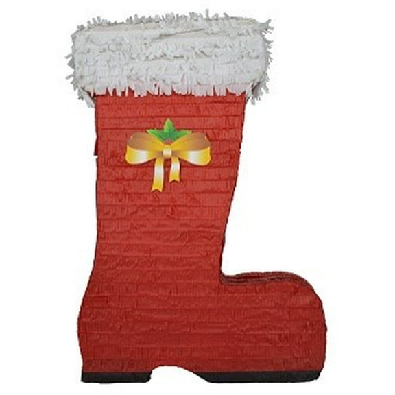 "Fiesta Piata" Red and White Christmas Boot Pinata