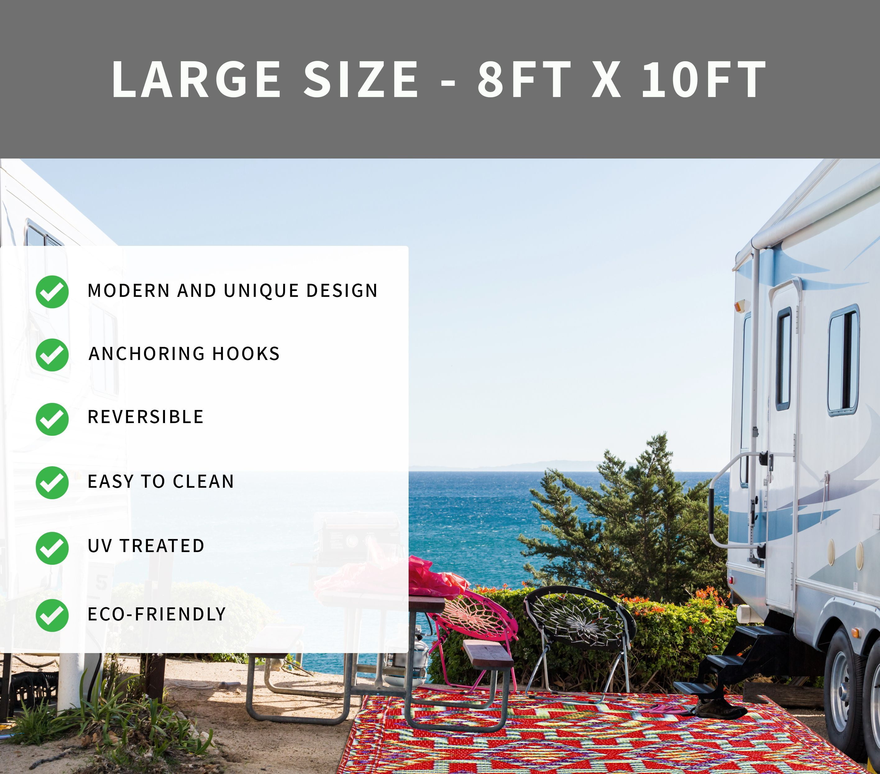 Fiesta Premium Quick Dry Reversible Indoor/Outdoor Plastic Rug, 96