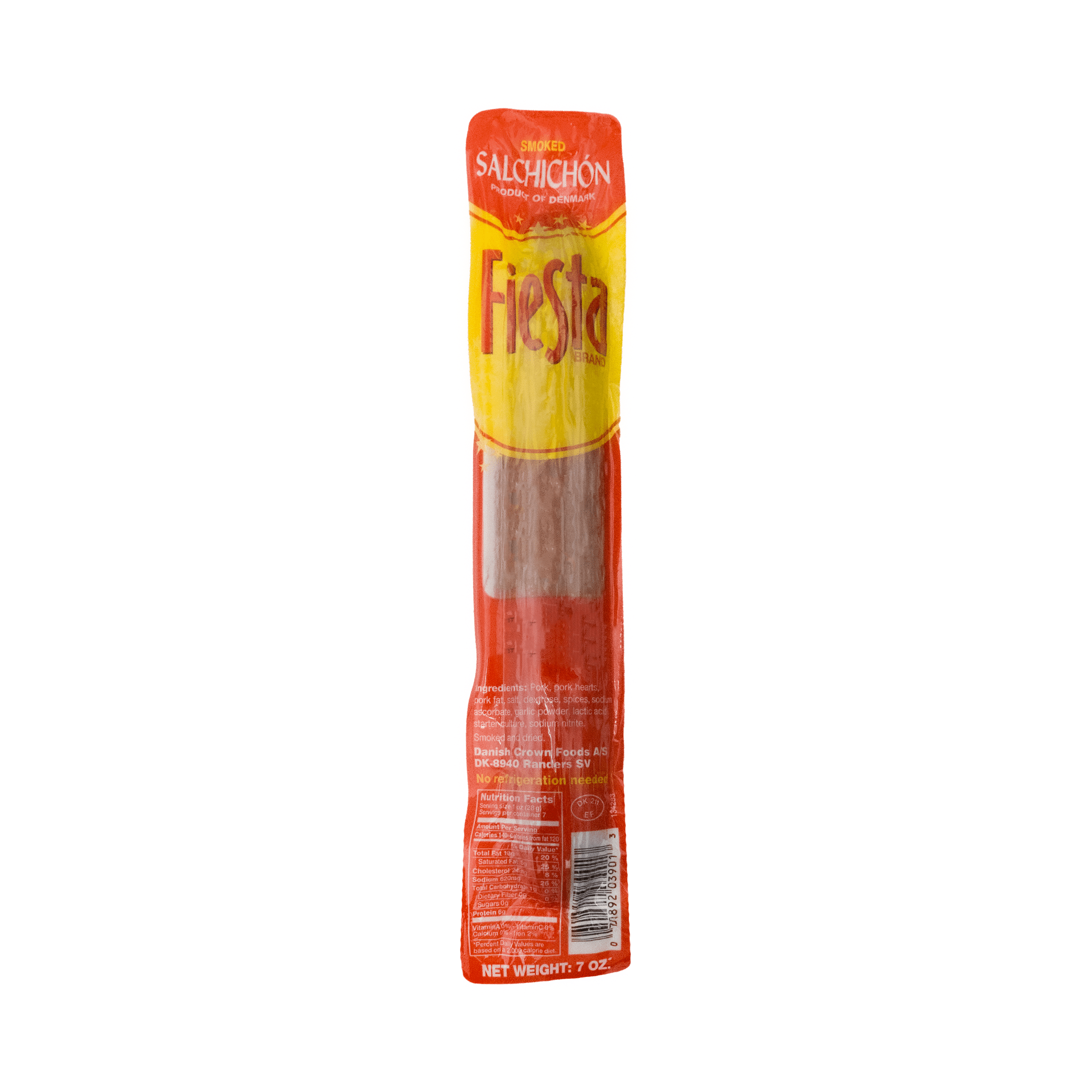 Fiesta Smoked Salchichon Sausage, 7oz, 1 Count, Shelf Stable, Egg Free, Plastic Vacuum Pack, New
