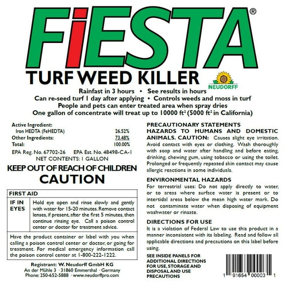 Fiesta Selective Post-Emergent Turf Weed Killer 1 Gallon Herbicide