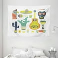 thumbnail image 1 of Fiesta Tapestry, Symbols from Mexico Guitar Face Aztec Mask Tequila Skull Musical Instruments Taco, Wall Hanging for Bedroom Living Room Dorm Decor, 80W X 60L Inches, Multicolor, by Ambesonne, 1 of 2