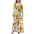 thumbnail image 1 of Fiesta Time! Mexican Icons Women's Long Dress Long Sleeves Dress Vintage Dresses Party Maxi Dress High Waist Dress, 1 of 4