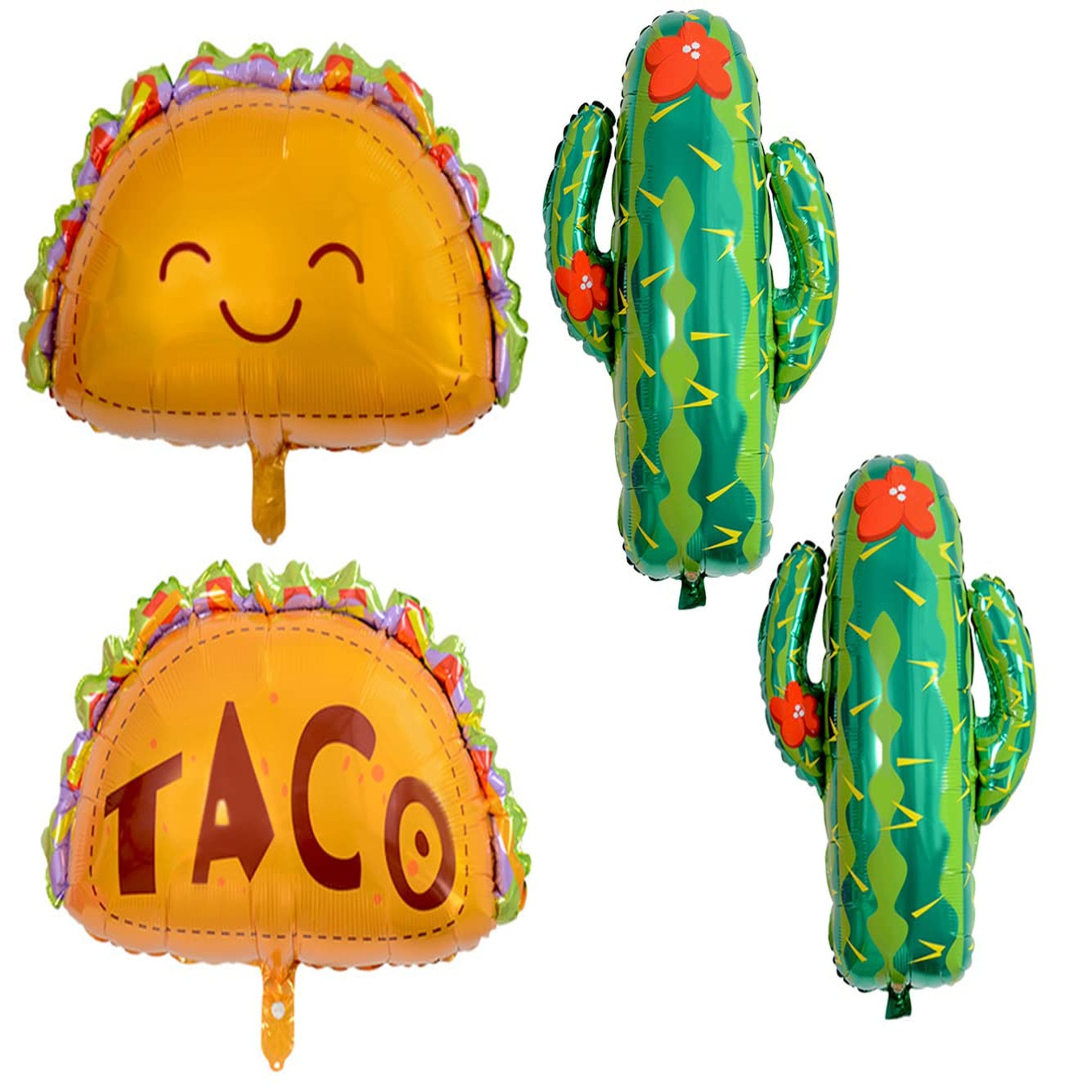 Fiesta Vibes Cactus and Burrito Party Essentials - Colorful Polyester and Aluminum Balloons for a Fun Summer Celebration. Perfect for Your Mexican Themed Gathering!