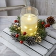 thumbnail image 1 of Fievgin 8" Christmas Candle Rings, Artificial Winter Wreath with Berries Needles for Pillar Candles, Table Centerpiece, 1 of 6