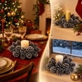 thumbnail image 1 of Fievgin Christmas Candle Rings, Artificial Snowy Pinecone Small Wreath for Holiday Table Centerpiece, 1 of 7