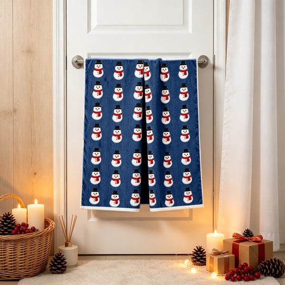 Fievgin Christmas Kitchen Towels Set of 2, Soft Absorbent Holiday Hand Towels with Snowman Design for Bathroom Kitchen, 16x24"