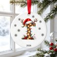 thumbnail image 1 of Fievgin Christmas Ornament 2026, Letter T Initial Decoration with Santa Hat for Tree & Gift, 1 of 7