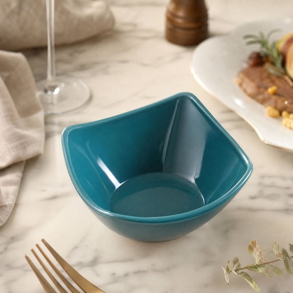 Fievgin Plastic Serving Bowls, Square Angled Mini Bowls for Salad, Fruit, Kitchen Countertop, Party & Home Table Decor