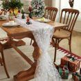 thumbnail image 1 of Fievgin White Christmas Gauze Table Runner 59x71in, Winter Foil Christmas Tree Holiday Dining Table Decor for Xmas Party, 1 of 9