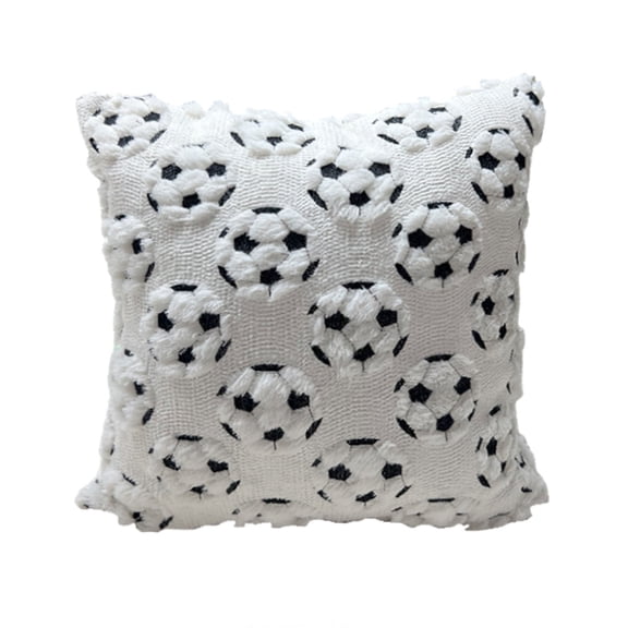 Fifa World Cup Soccer Quilted Throw Pillow Cover With Insert, Plush Jacquard Sofa Cushion, Car Waist Support, 18X18 Inch White Decorative Pillow For Living Room, Office, Vehicle