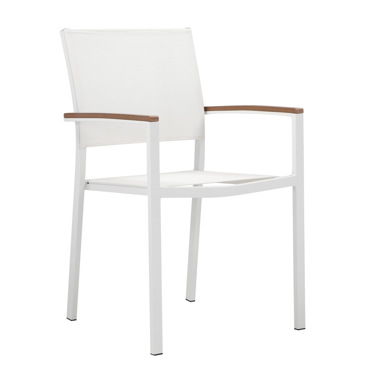 Benjara Fifi 21 Inch Set of 6 Dining Chairs, Brown Armrests, White ...